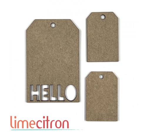  Chipboard -  3 tags Hello